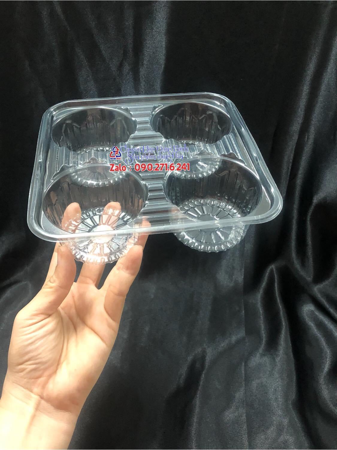 100 Khay nhựa trong đựng 4 ly trà sữa mang đi - chống đổ nước khi vận chuyển