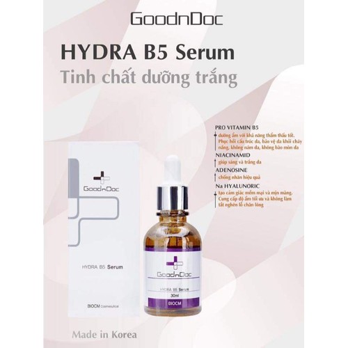 [HÀNG NHẬP KHẨU] Serum dưỡng da GoodnDoc Hydra B5 30ml