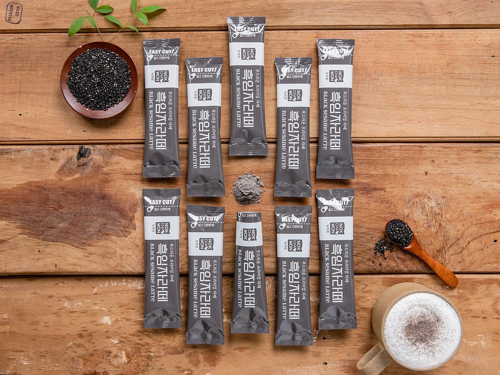 [Hộp ĐEN 180g (10 gói)] BỘT PHA LATTE MÈ ĐEN [Korea] NOKCHAWON Black Sesame Latte