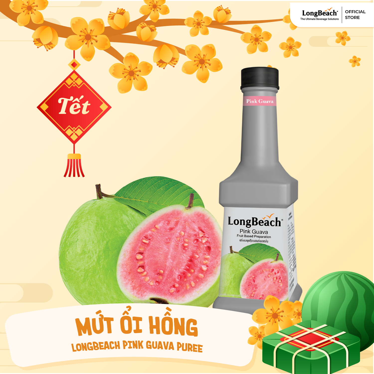 Mứt Ổi Hồng - LongBeach Pink Guava Fruit Based Preparation 900ml