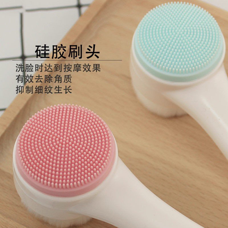 (Hỏa Tốc HCM)Cọ massage rửa mặt silicon 2 đầu thông minh mềm mại