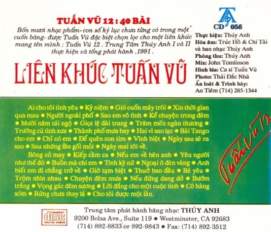 Bộ 5 đĩa cd nhạc Liên Khúc Tuấn vũ (phôi đĩa nhật )
