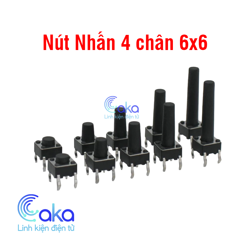 Bộ 10 nút nhấn 4 chân cắm nhấn nhả