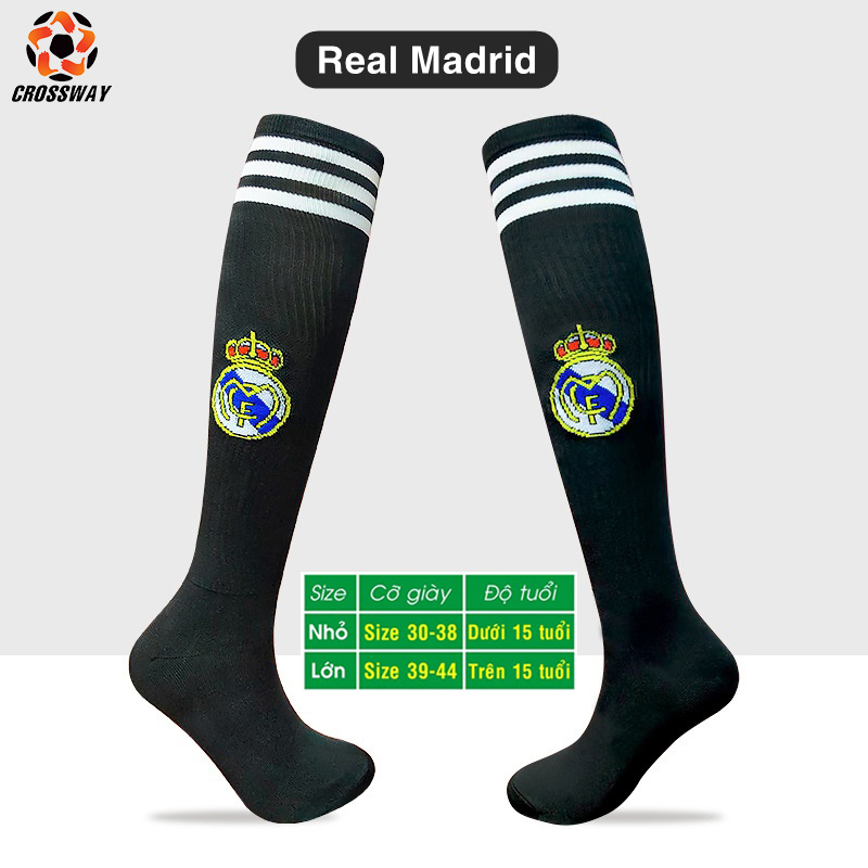 Tất Đá Bóng CLB Cổ Cao Lửng Thấp Vớ Đá Banh Chống Trơn Trượt Trẻ Em & Người Lớn Logo CLB Real, Barca, Manchester, Juventus Arsenal Chelsea