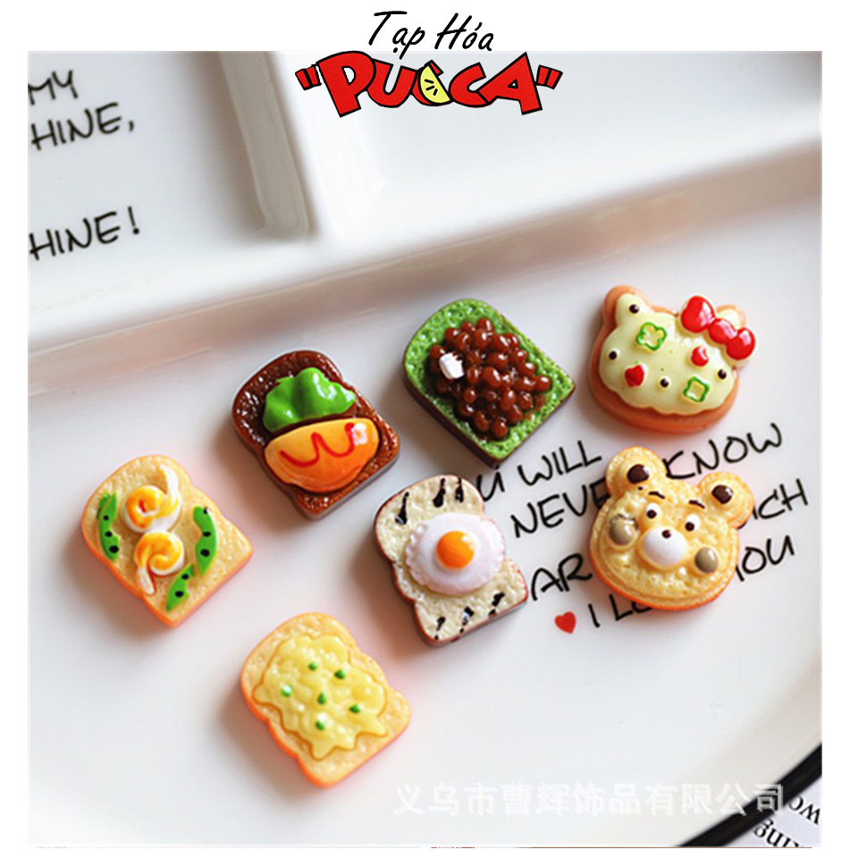 Charm 3D, sticker nổi hình đồ ăn mô phỏng trang trí DIY - kèm keo dán