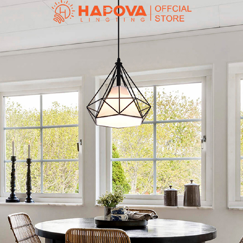 Đèn thả trần trang trí phòng khách bàn ăn đèn thả kim cương  HAPOVA DT6527 cỡ 250mm