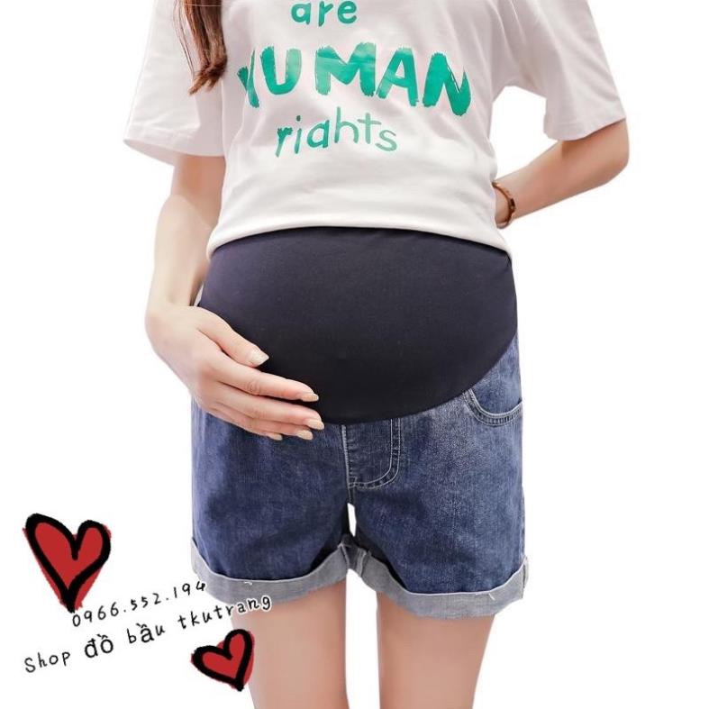 Quần bầu short jean, quần sooc bầu cực dễ mix đồ( hàng có sẵn giao ngay)
