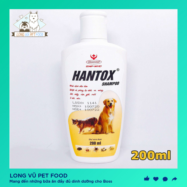 Sữa Tắm Cho Chó Mèo Hantox Vàng Diệt Phòng Bọ Chét, Ve, Mòng, Ghẻ 200ml - Long Vũ Pet Food