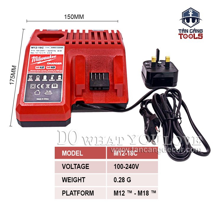 Sạc Pin 12V 18V Milwaukee M12-18C SA