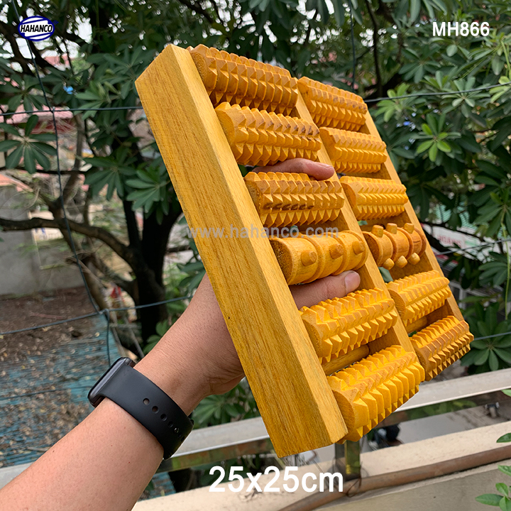 BÀN LĂN MASSAGE (CHÂN / TAY) BẰNG GỖ (01 TRỤC NÚT 05 TRỤC GAI) Giúp lưu thông máu [MH866]