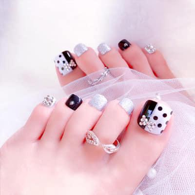 Bộ 24 Móng chân giả ,nail giả , móng giả C3(Tặng kèm keo dán móng)