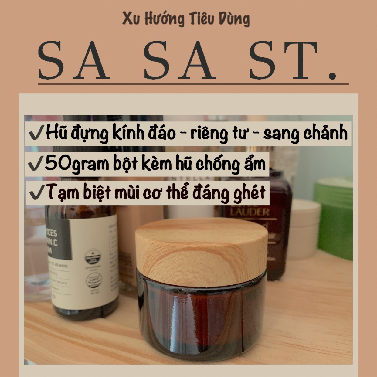 [ BỘT PHÈN CHUA ] Hũ 50gram bột phèn chua đã chưng tri hôi nách - Sasa st.