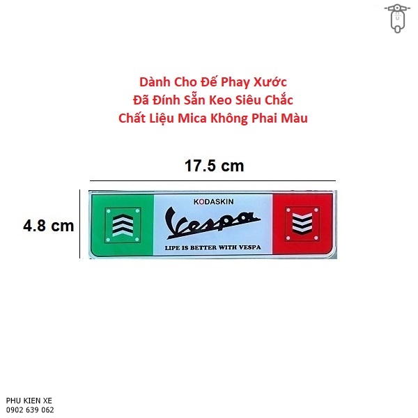Tem Mica Dán Đế Biển Số Cho Vespa