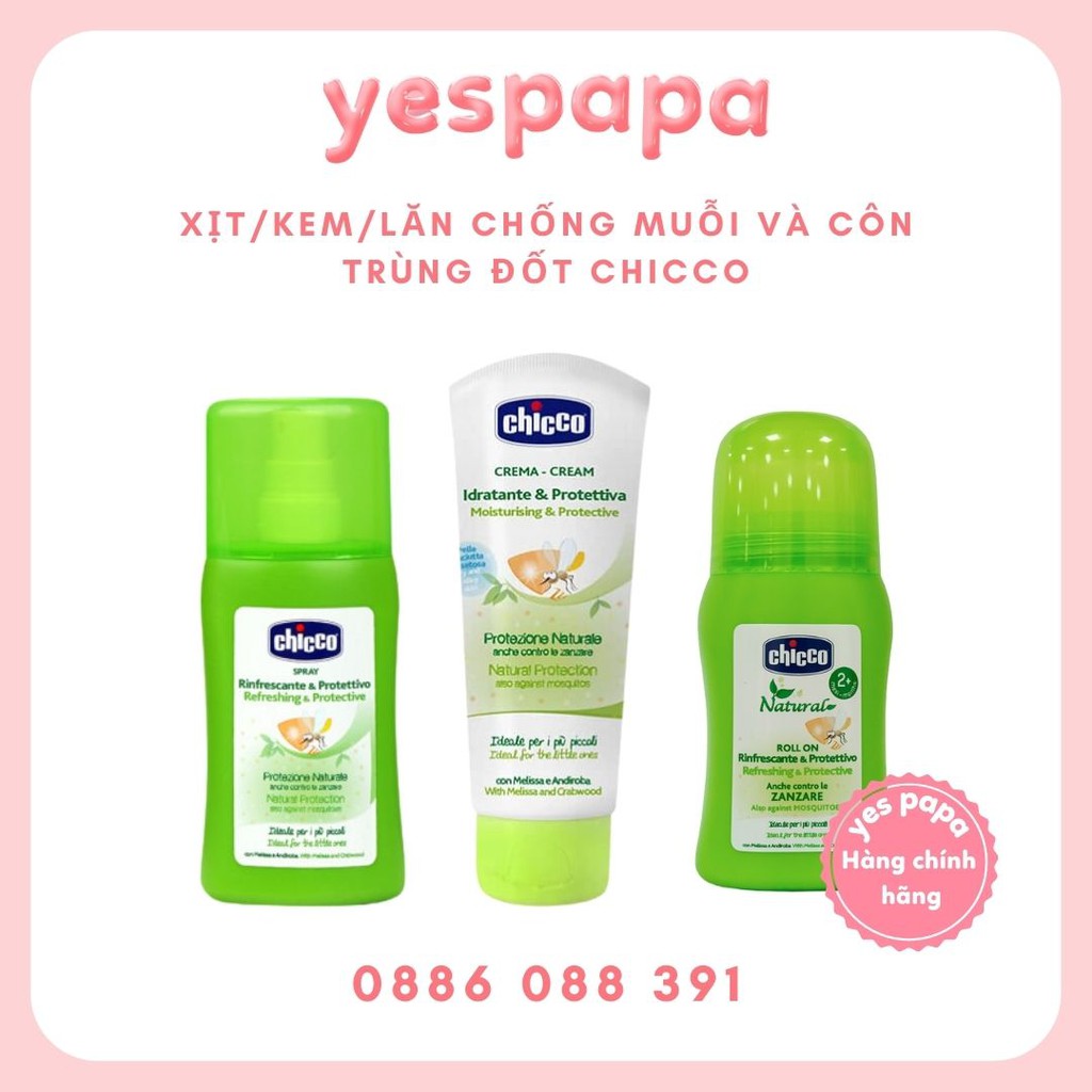 [HÀNG CHÍNH HÃNG] Xịt/kem/lăn chống muỗi và côn trùng đốt Chicco