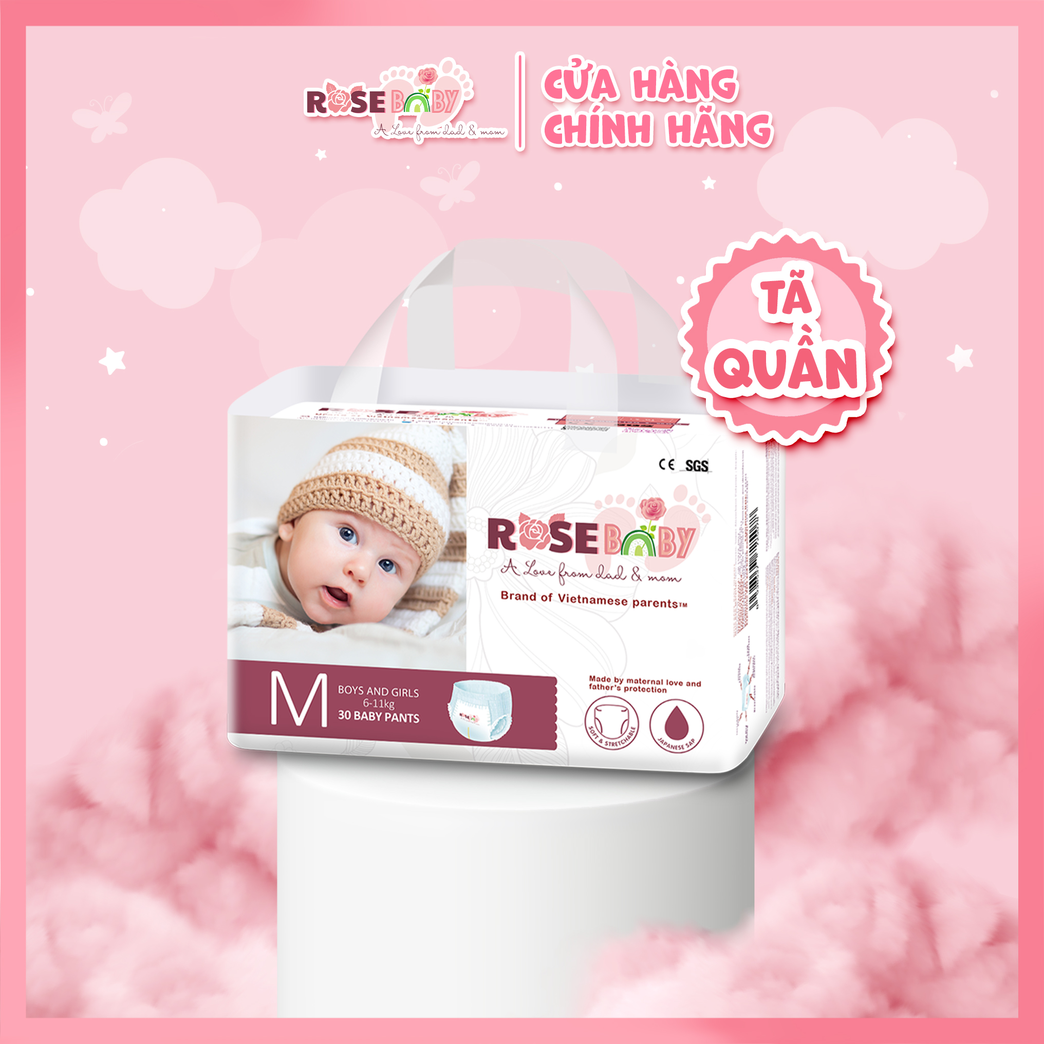 Bịch Tã Quần ROSE BABY Size M (30 miếng)