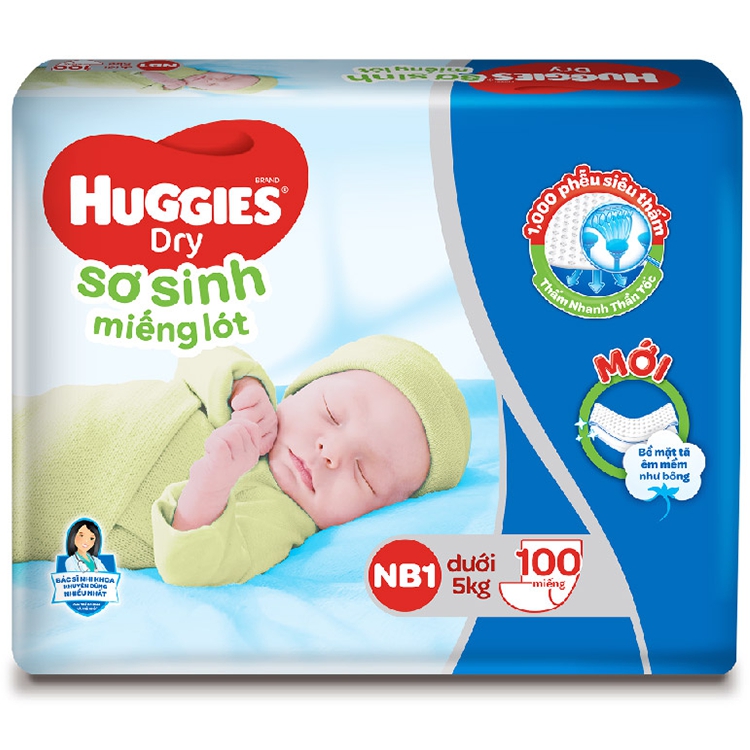 Miếng lót , tã dán huggies size newborn 1 100 miếng , tã dán m76 sale cực sock