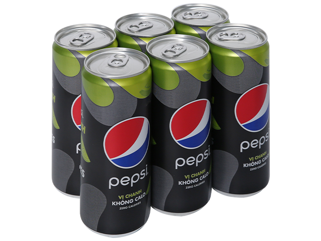 6 lon nước ngọt Pepsi không calo vị chanh 330ml
