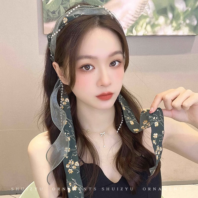 Dây Cột Tóc Đính Ngọc Trai Phong Cách Hàn Quốc