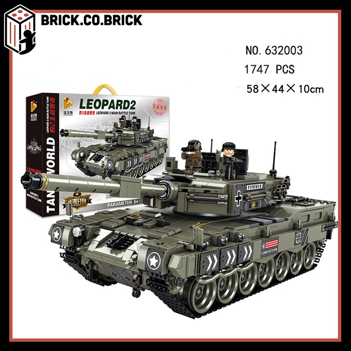 Xếp hình kiểu creator leopard 2 main battle tank đồ chơi lắp ráp xe tăng đánh chủ lực 632003