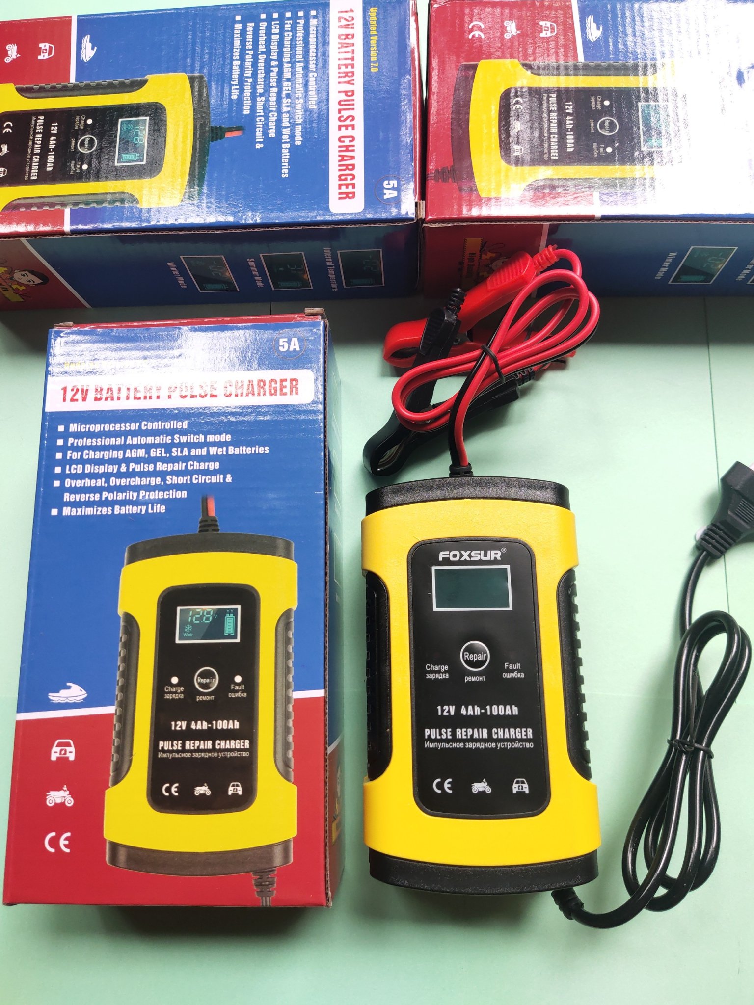Sạc bình ắc quy 12v FOXSUR từ 4Ah-100Ah (FOXSUR LOẠI 1)