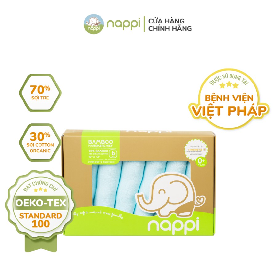Hộp khăn sữa sợi tre Nappi (6 chiếc/hộp)