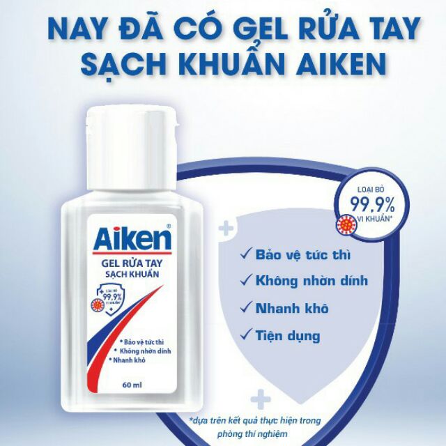 [HCM](Hot) Nước rửa tay khô Aiken 60ml