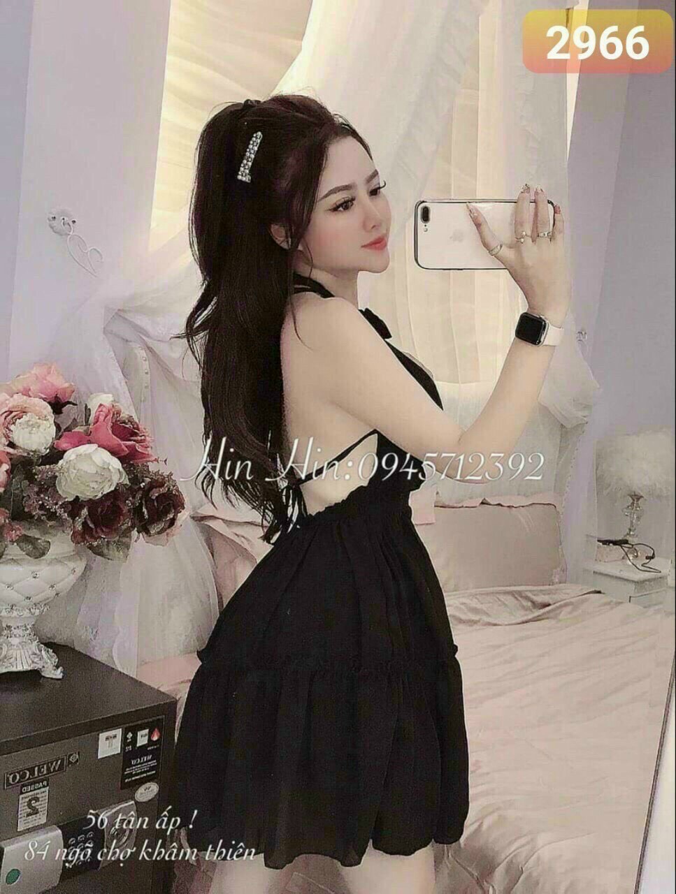 ĐẦM XÒE CỘT NƠ CỔ HỞ LƯNG SEXY DD047