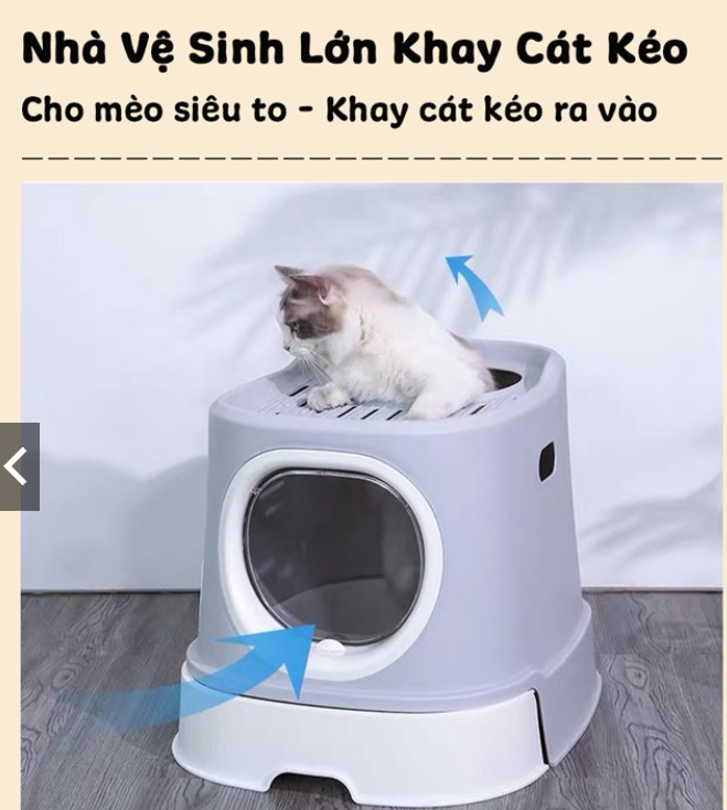 Nhà Vệ Sinh To Có Khay Kéo Cát Tiện Lợi Cho Mèo Nặng Lớn (Tặng Kèm Xẻng)
