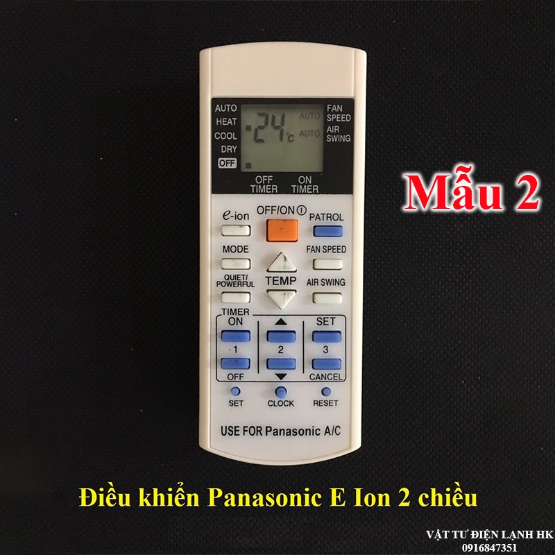 Remote máy lạnh Panasonic E-ion 2 chiều, điều khiển điều hòa Pana eion mẫu 2 rẻ