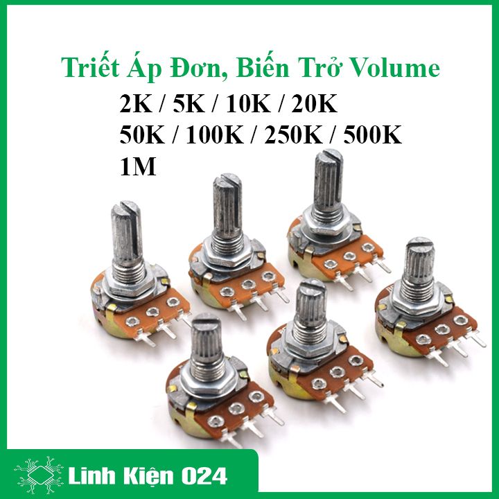 Chiết áp đơn 50K, biến trở volume B50K 3 chân