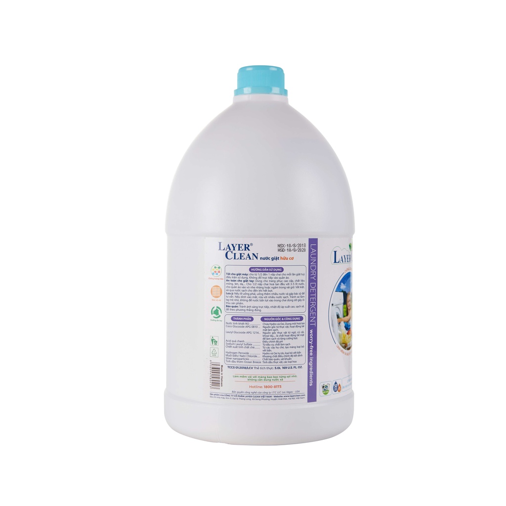 Nước giặt hữu cơ Layer Clean hương gió biển can 5 lít