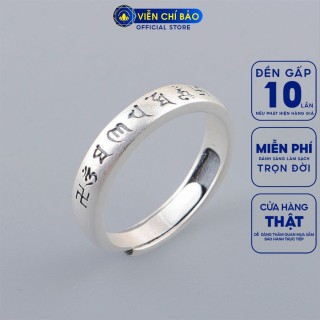 Nhẫn bạc nữ Lục tự chân ngôn chất liệu bạc Thái 925 free thumbnail