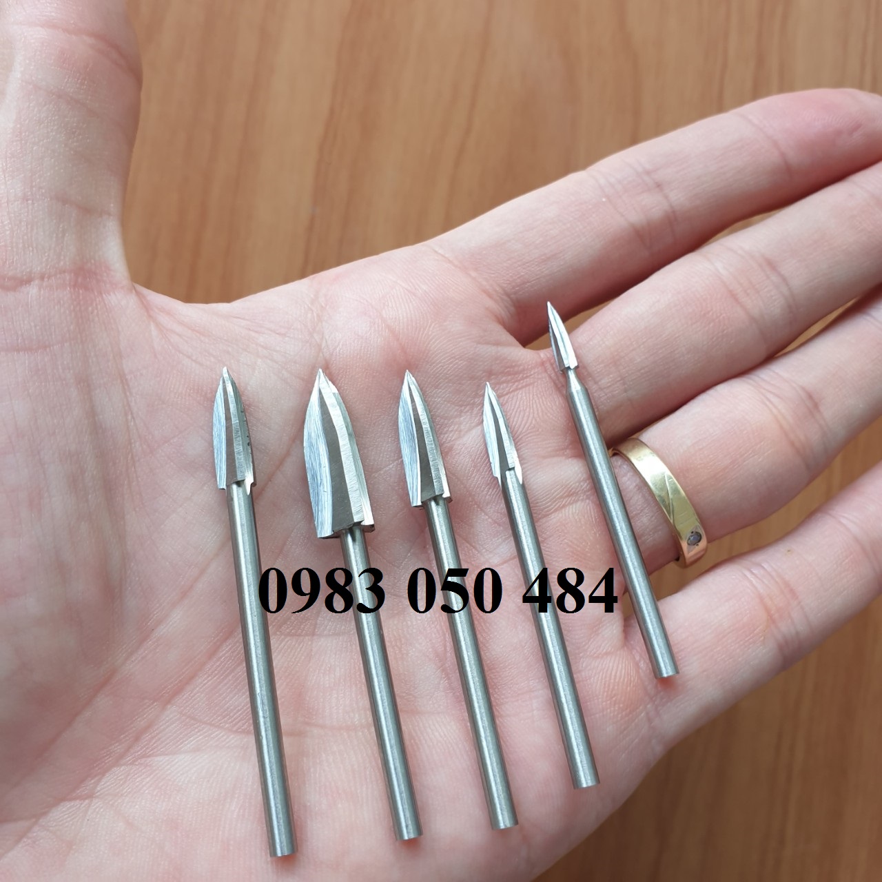 mũi phá gỗ 3 cạnh cán 3mm bộ 5 mũi - mũi điêu khắc trạm gỗ lũa
