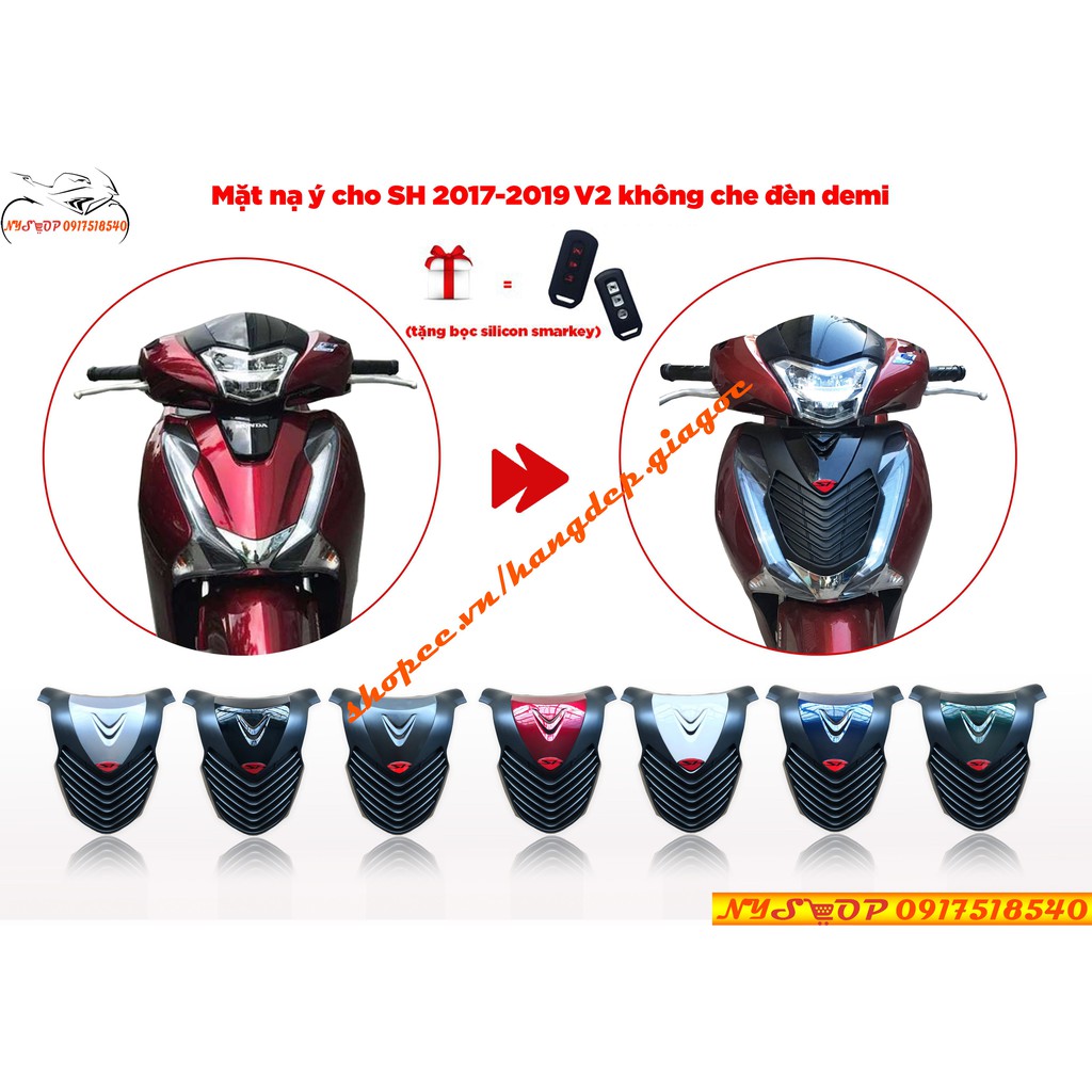 Mặt nạ kiểu ý cho sh 2017-2019 v2 không che đèn demi - tặng bọc smk