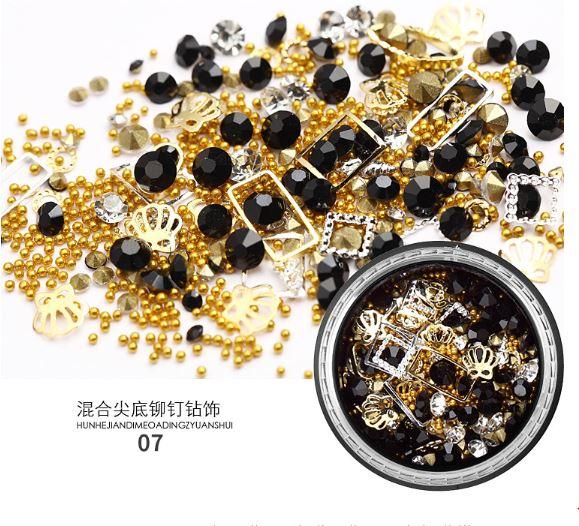Hũ charm - bi - đá pha lê hỗn hợp trang trí móng