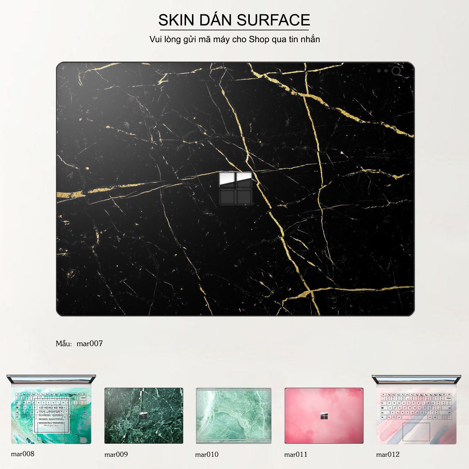 Decal Skin dán Surface Pro / Laptop / Go / Book mẫu vân Marble (inbox mã máy cho shop)