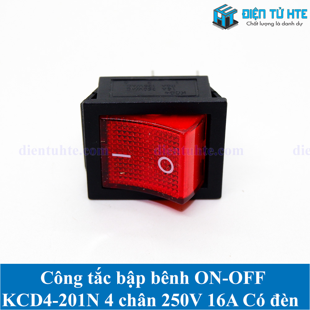 Công tắc bập bênh on-off kcd4 kcd4-201n 4 chân 250v 16a có đèn