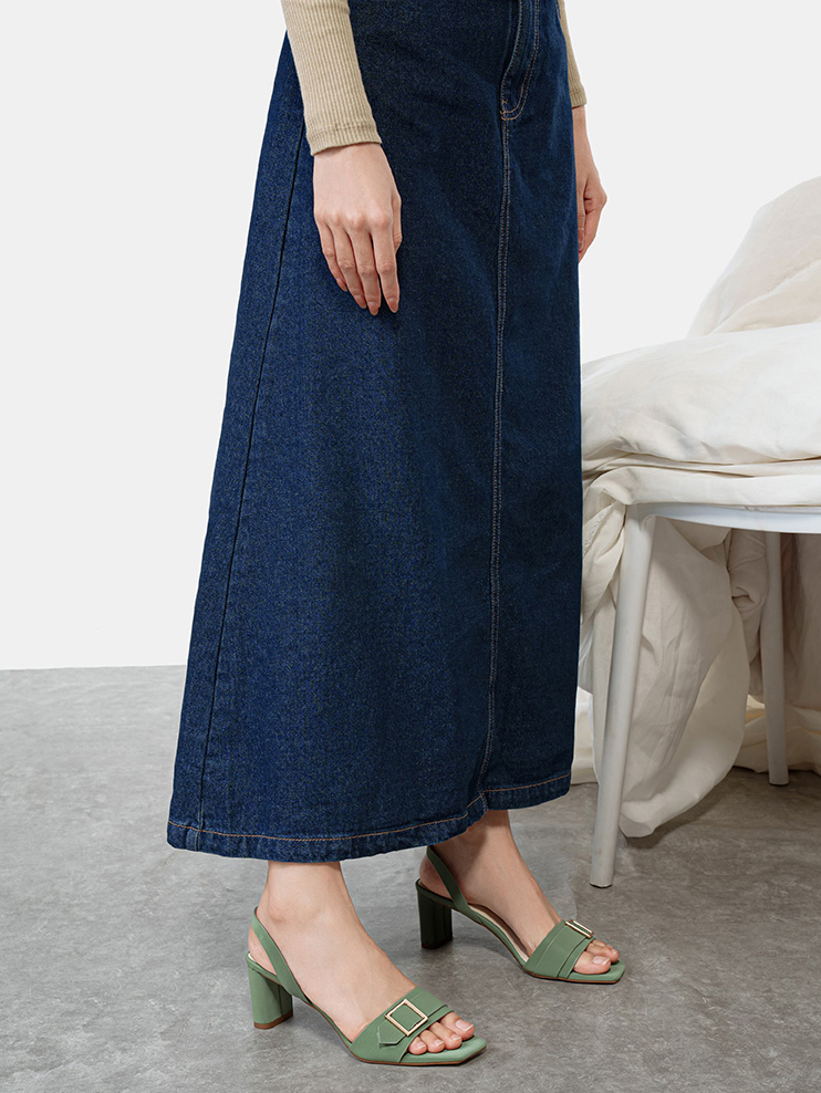 JUNO Giày sandal mũi vuông khóa trang trí SD07044