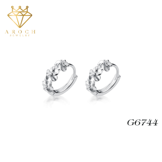 Khuyên tai bạc Ý s925 3 bồng hoa hồng trắng siêu đẹp G6744 - AROCH Jewelry thumbnail