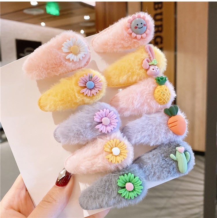[HCM]Set 5 kẹp tóc lông nhung cho bé siêu xinh phong cách tiểu thư