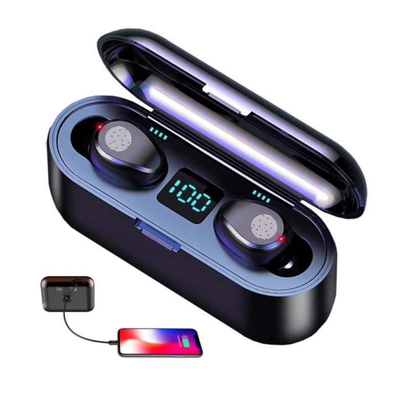 Original KIMISO F9 TWS Earphone Wireless Earbuds Bluetooth 5.0 Headset Touch Control LED Display Waterproof 2000mAh Charger Box
