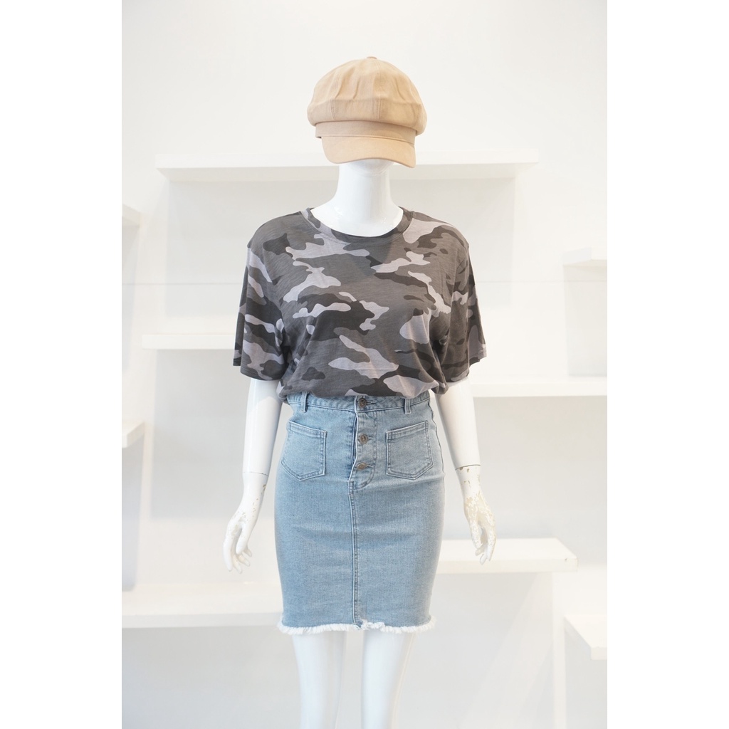 Áo thun nữ xược cotton văn lính