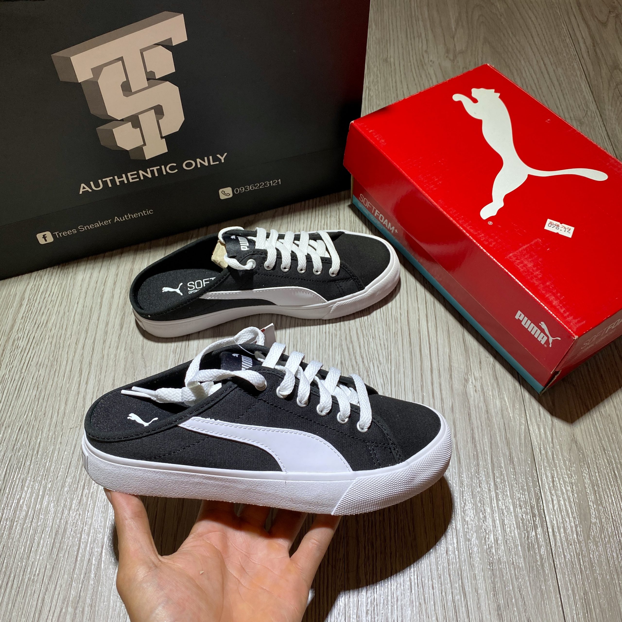 [CHÍNH HÃNG]Giày thể thao PUMA BARI MULE WHITE BLACK 371318 02