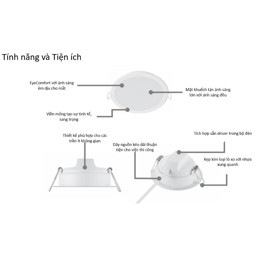 Đèn led âm trần philips 5w