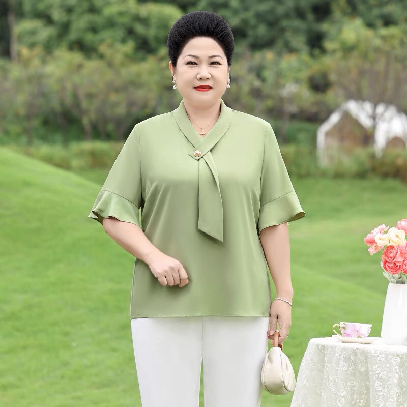 Áo kiểu trung niên bigsize chất liệu lụa xịn - Bq323