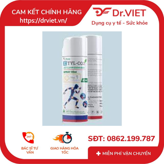 Etyl CO2 Xịt lạnh mát dịu, Dùng để xịt, xoa, masage làn da, giúp dưỡng và làm mát dịu, thư giãn da
