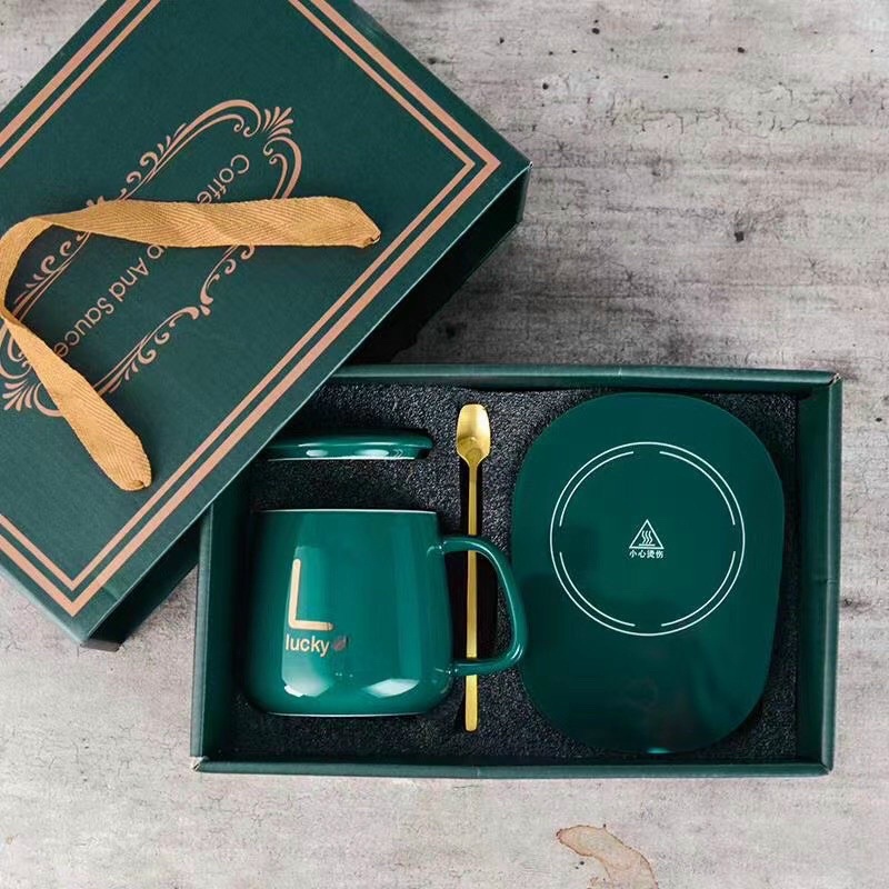 Hâm Nóng đồ uống kèm đế điện, Bộ ly sứ kèm đế điện hâm nóng trà, cafe