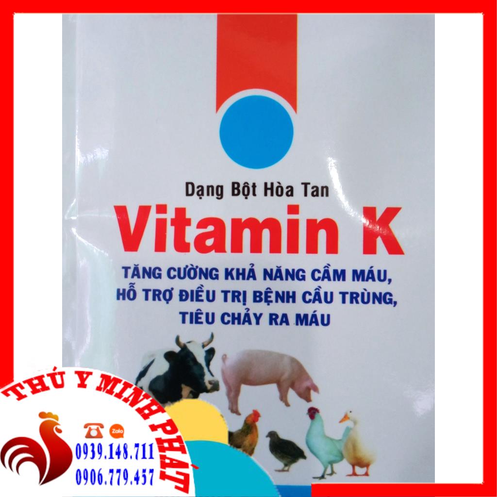 VITAMIN K GÓI 100g Cung cấp vitamin K giúp cầm máu nhanh Dùng tốt khi cắt mỏ cắt đuôi thiến lợn chó mèo