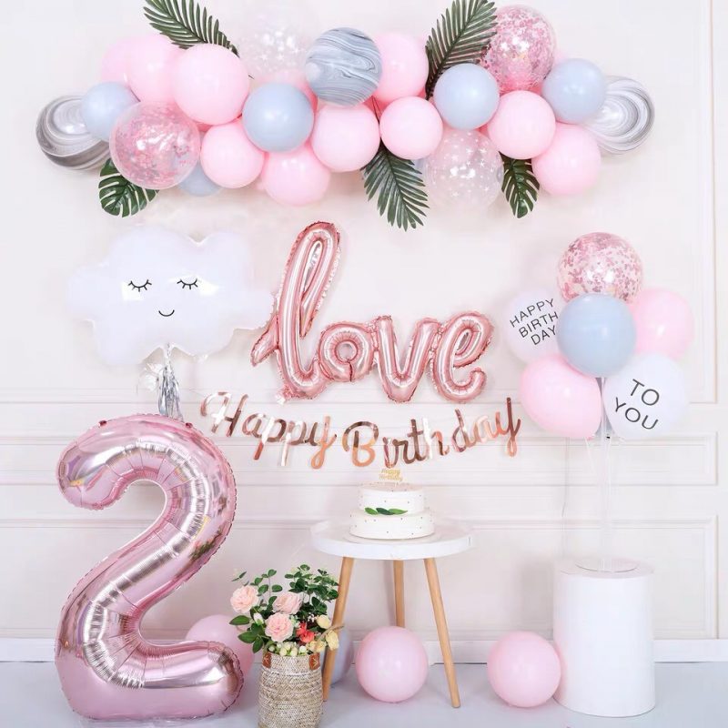 (Tặng kèm băng dính + bơm tay+ruy băng) SET BÓNG TRANG TRÍ SINH NHẬT ROSE GOLD