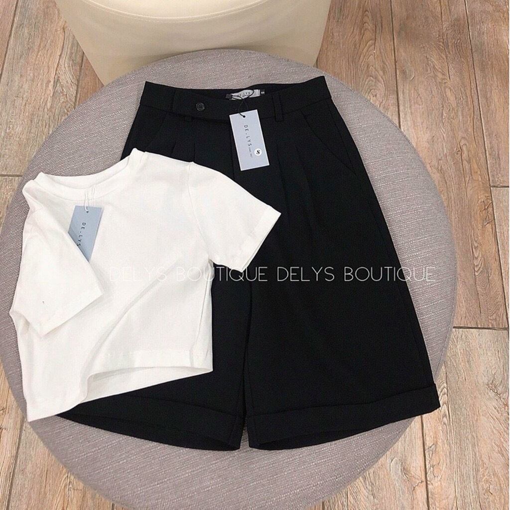 Quần đùi ống rộng xếp ly cực chất